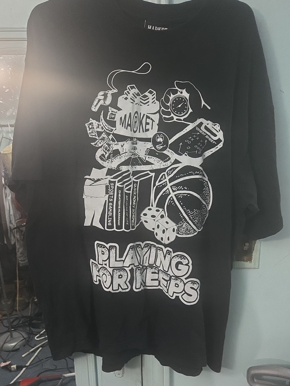 Market Black Graphic 'Playing For Keeps' Sports Icons Tee